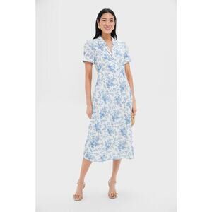 NWT Tuckernuck Forget Me Not Floral Linen Bellamy Dress XL Midi Short Sleeve